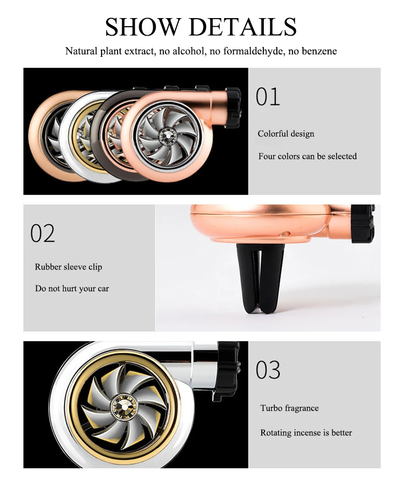 Car Air Freshener Turbo  Conditioning air outlet air freshener rotating design car perfume solid aromatherapy ornaments