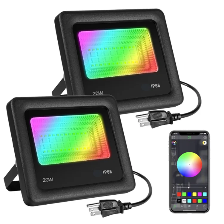 20W App flood light mobile phone smart flood light dimming and color tone voice remote control RGBW flood lights