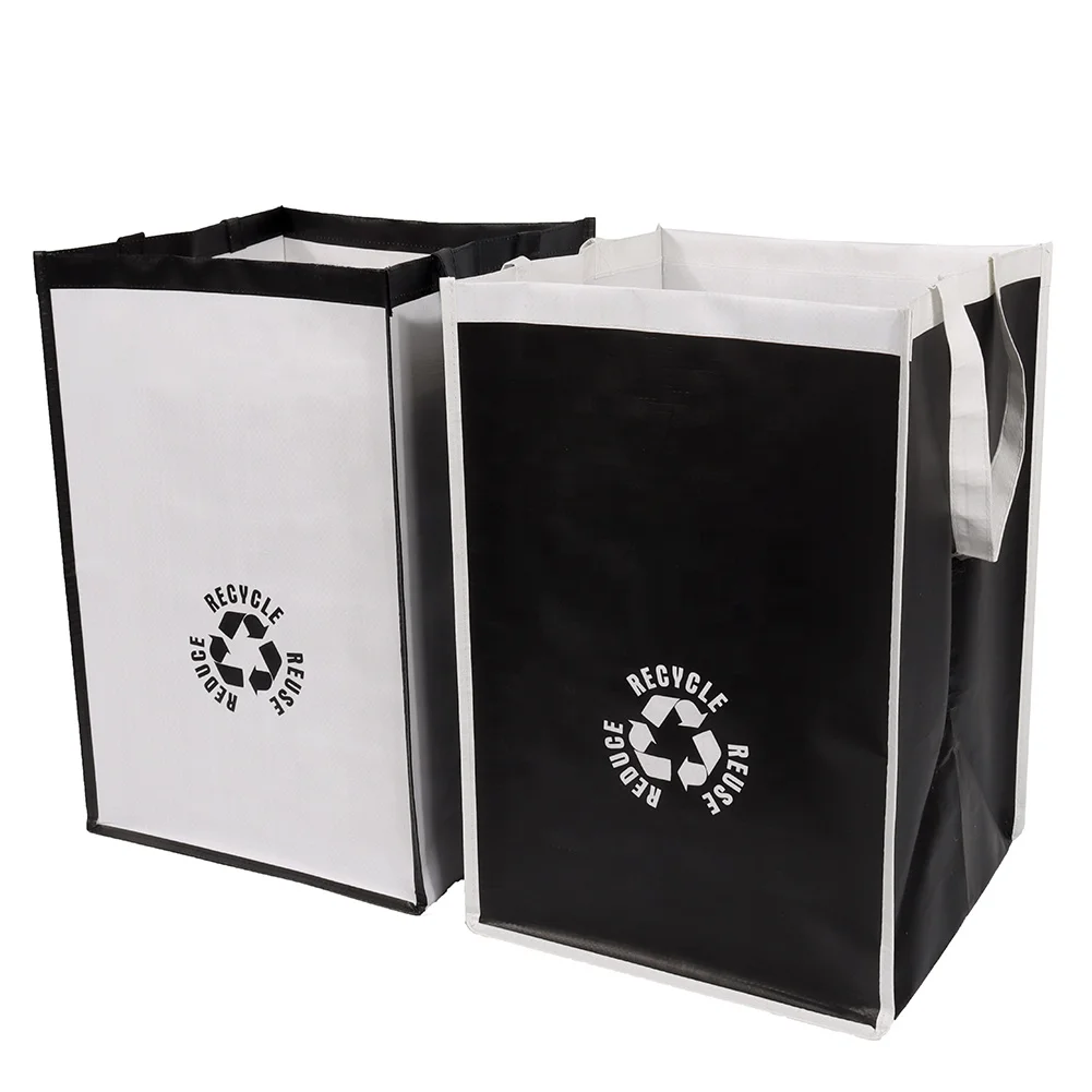 Household fold garbage trash sorting bins waterproof woven PP recycling waste bag