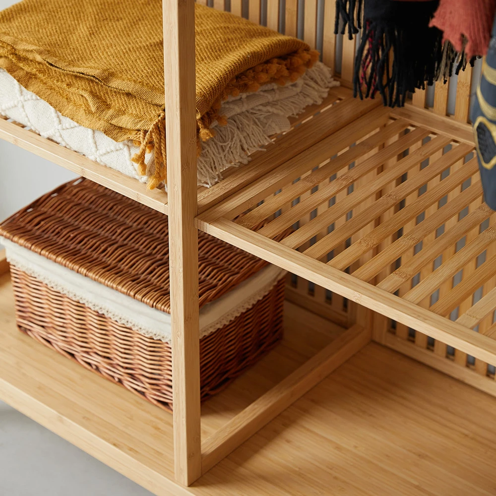 bamboo nature color office storage cabinet high capacity entrance large bamboo office cabinet furniture with door