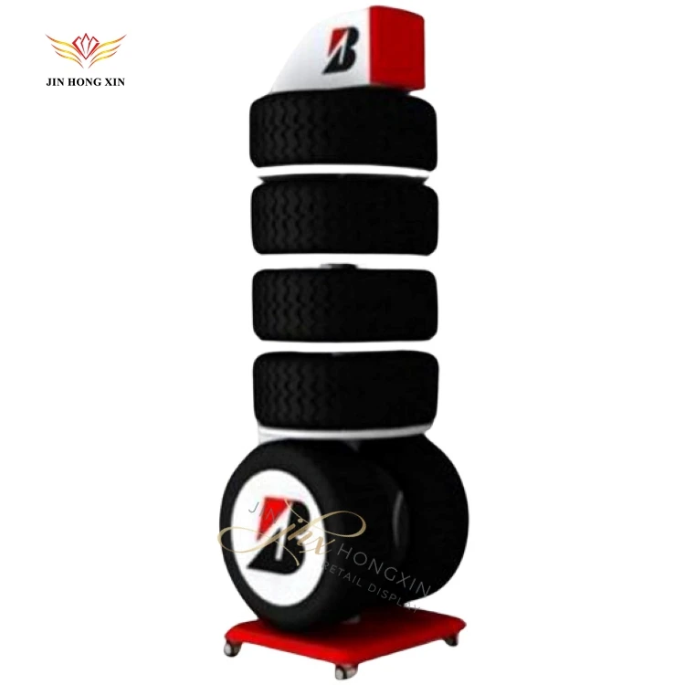 Car Distributor Showing Trade Show Tire Center Repair Shop Rotating Rim Rack Stand Spinning Wheel Display