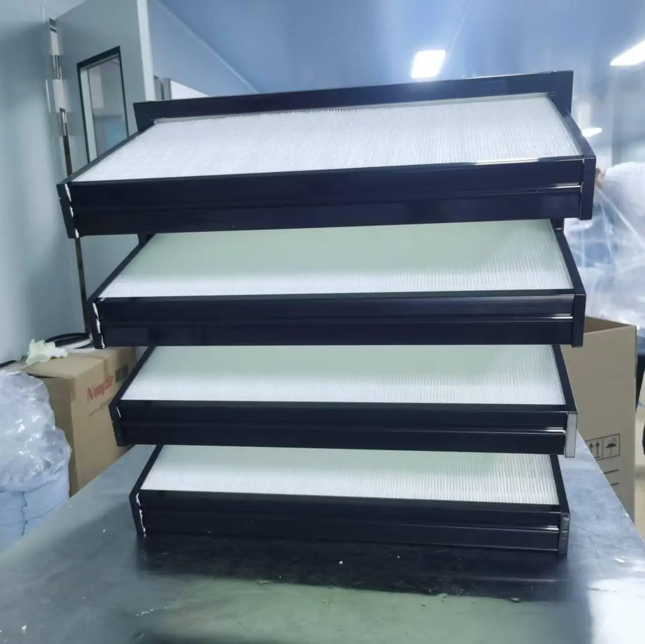 Customizable no protective net F6  ABS Plastic Frame Air Filter  V-type HEPA Efficiency air filter in China for air protection
