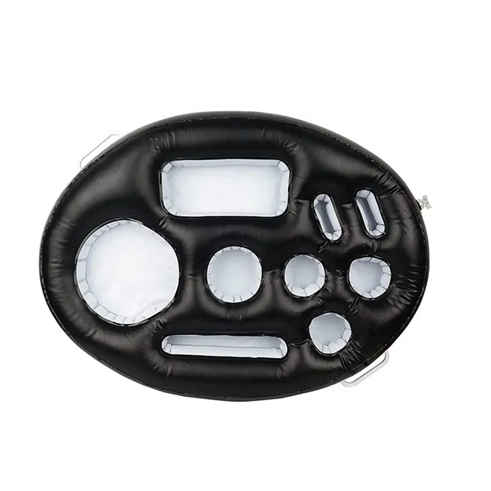 Classic Black Drink Holder Ice Bar Inflatable Floating Pool Bar Floating Food Tray Blow Up Beach Bar Float Customizable