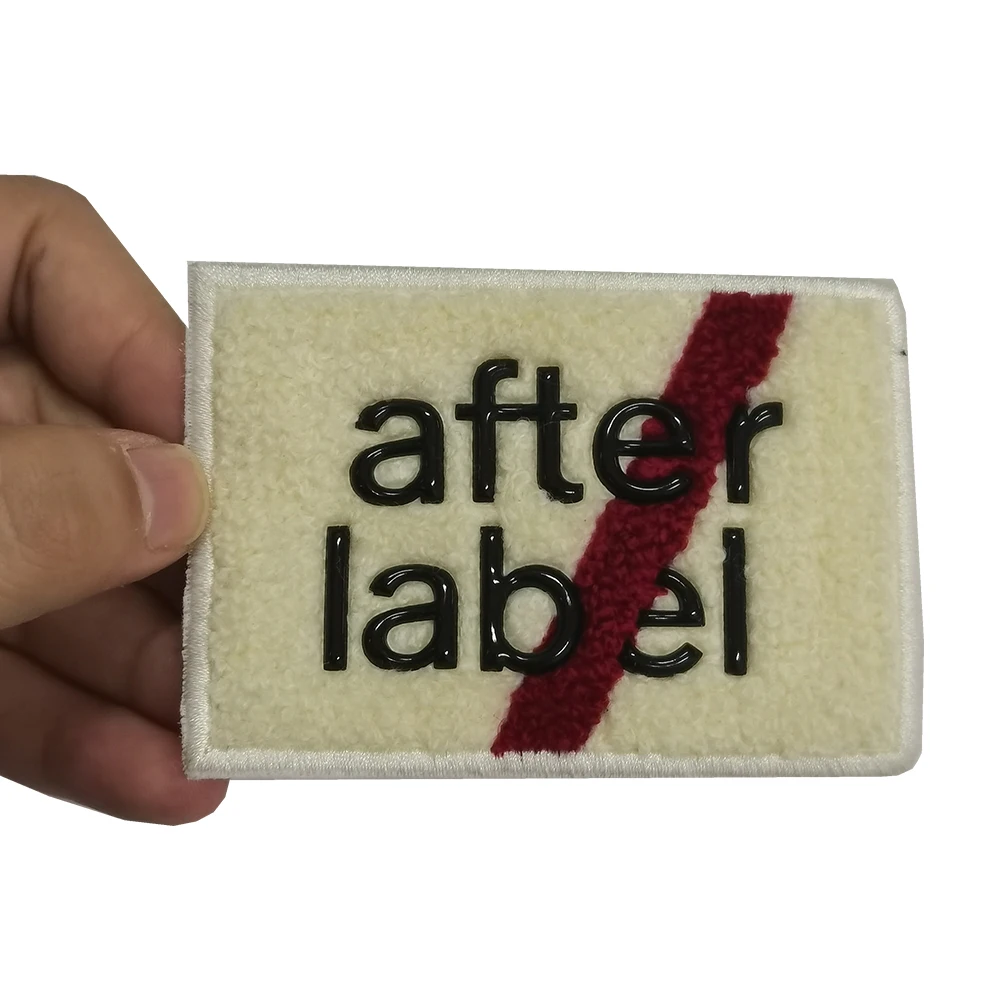 Custom Made Large Logo Embroidery Chenille Patch Heat Pressed Iron Patches for Clothing and Shoes Use