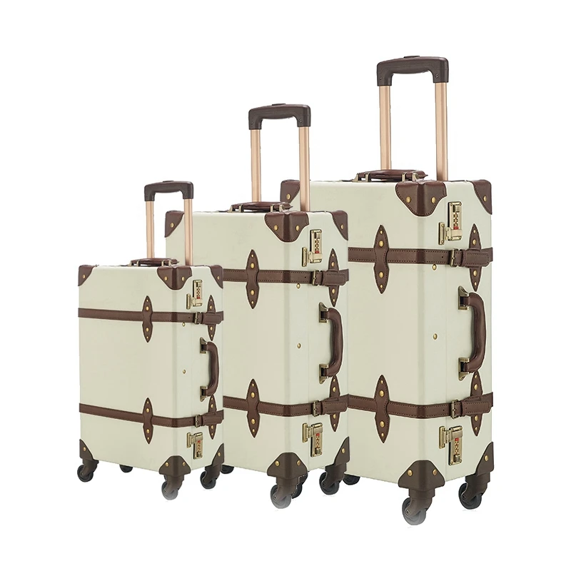 Retro Pu Leather High Capacity Trolley Mini Suitcase Pilot Bag Luggage for