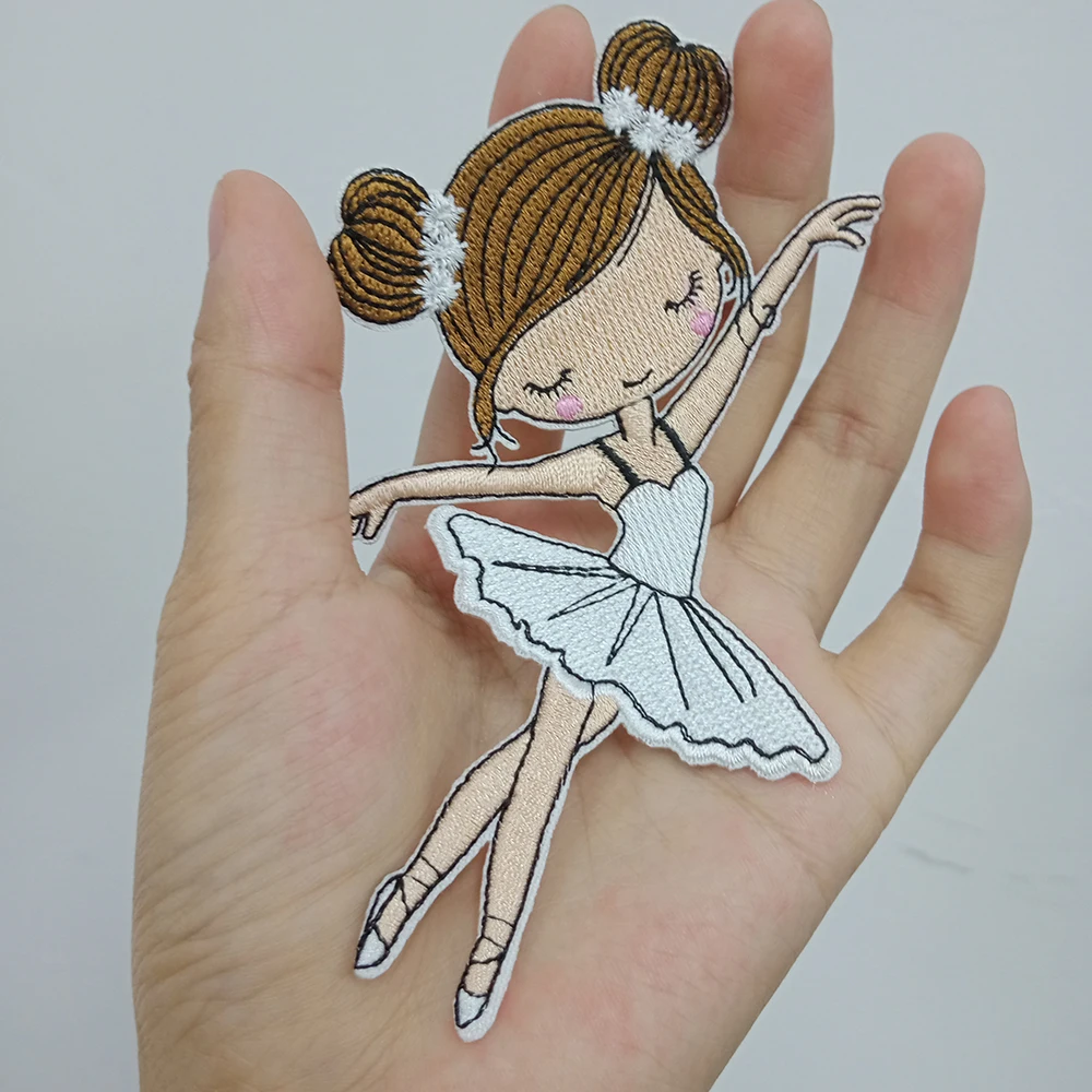 Cute Sweet Love Dancing Girl Ballerina Arts Embroidery Iron on Patches Clothing Shirt Application Patches Custom Embroidery