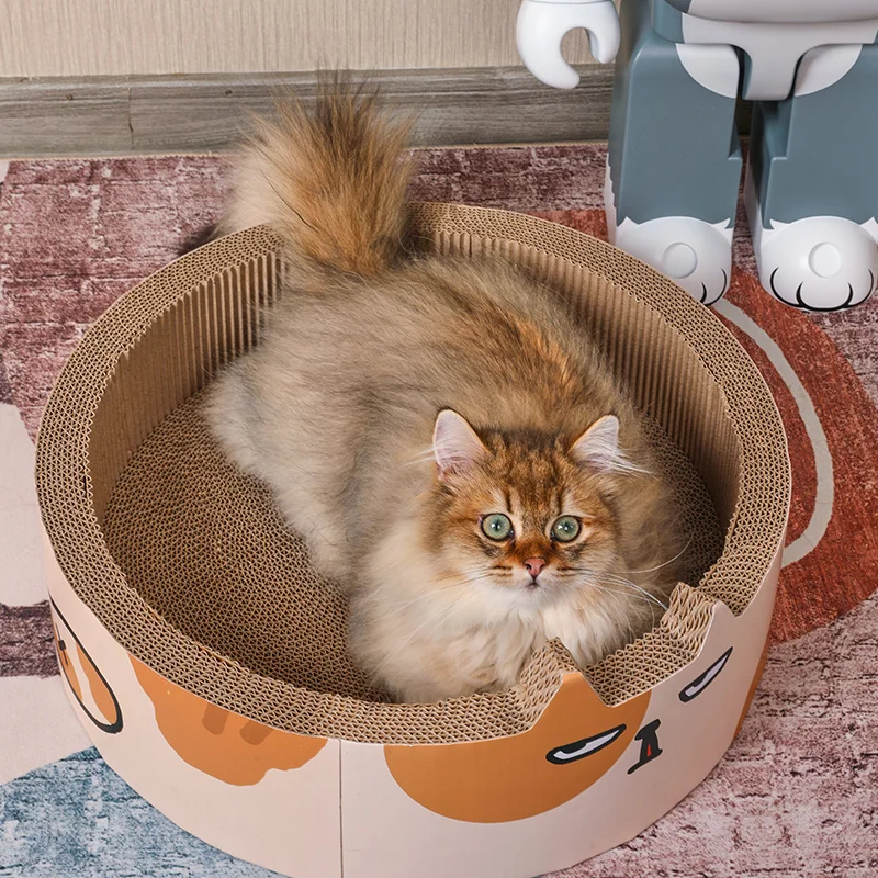 Новый дизайн, кошачья Когтеточка с изображением милой кошки, картонная Когтеточка для кошек