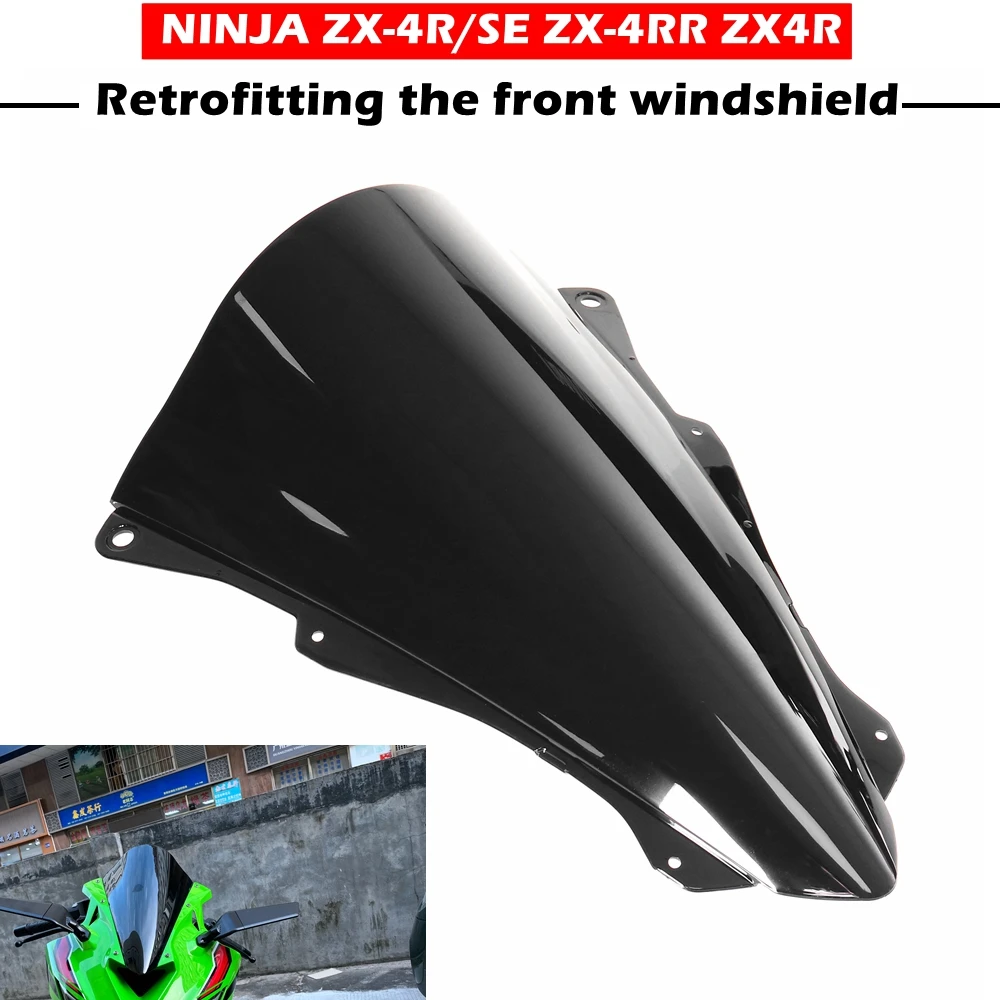 Motorcycle Elevated version Screen Windshield Fairing Windscreen Baffle Wind Deflectors For KAWASAKI NINJA ZX-4R/SE ZX-4RR ZX4R