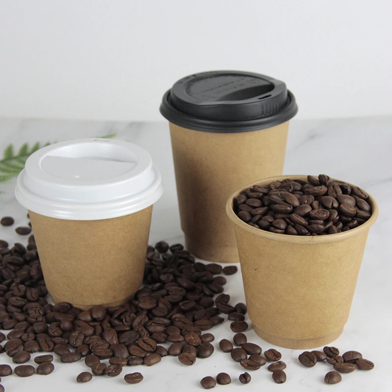 Biodegradable Eco Friendly Custom Logo Printing Disposable Double Wall Coffee Paper Cup For Tea Hot Drink with lids