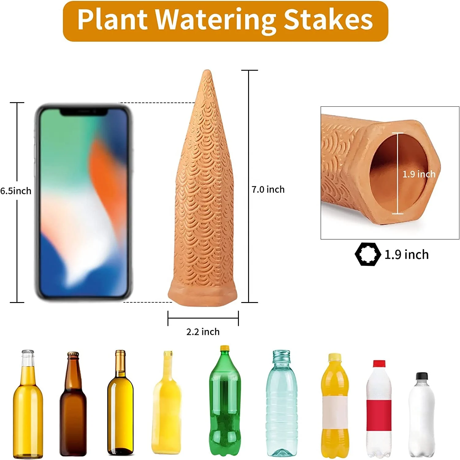 Plant Watering Spikes 12 pack Terracotta Plant Watering Spike Automatic Plant Self Watering Device