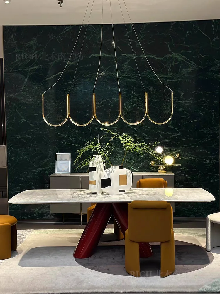 New Contemporary Furniture Dinning Table White Metal Brass Dining Table Manufacturers Brushed Brass Sintered Stone Customize