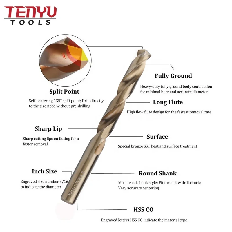 Twist Metal Drill Bit brocas para metal Hss Steel Drill Bit Set for Stainless Steel