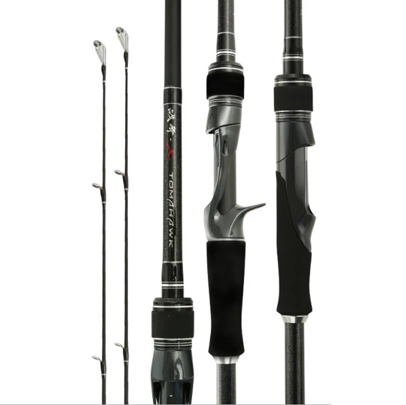 1.8m 2.1m 2.4m Bass Fishing MH/H Two Rod Tips Carbon Baitcasting Fishing Rod 2 Piece Spinning High Guide