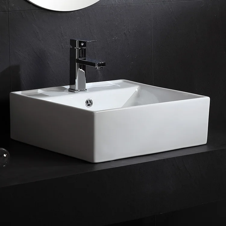 Factory Supply High Quality Single Tap Hole Countertop Washbasin Ceramic White Sink From China Manufacturer