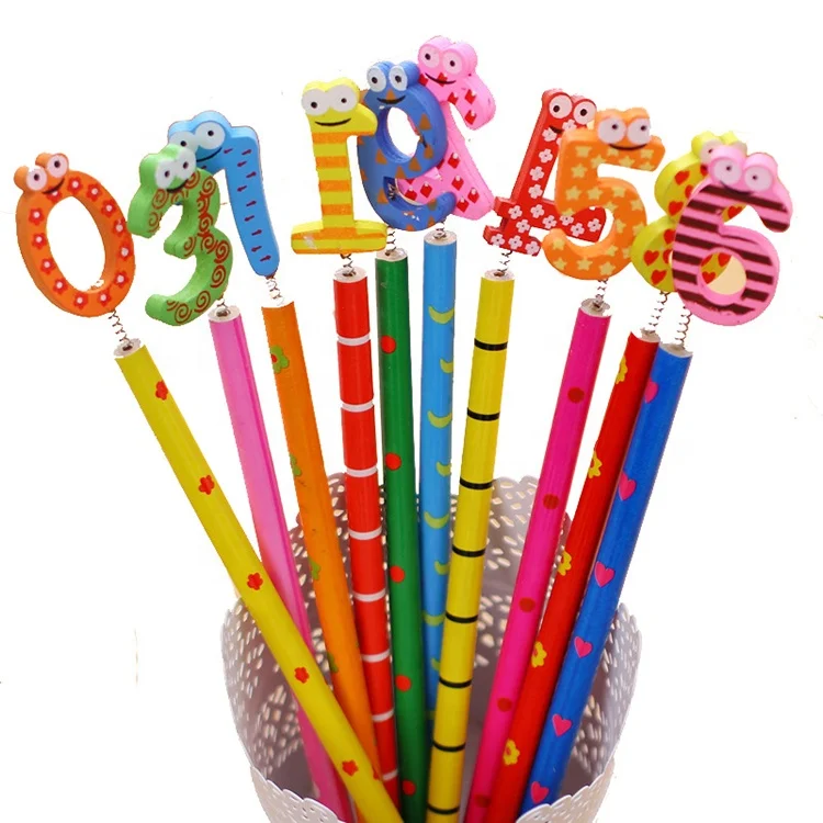Promotional Wooden Pencils Wholesale Cute Swing Sign Pencils Different Theme Back To School Stationery Supplies Kids Gift