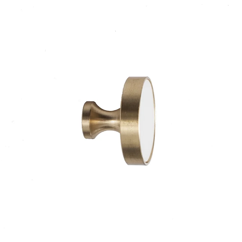 Brass handle European furniture minimalist pearl shell wardrobe door drawer American style cabinet pure copper round handle