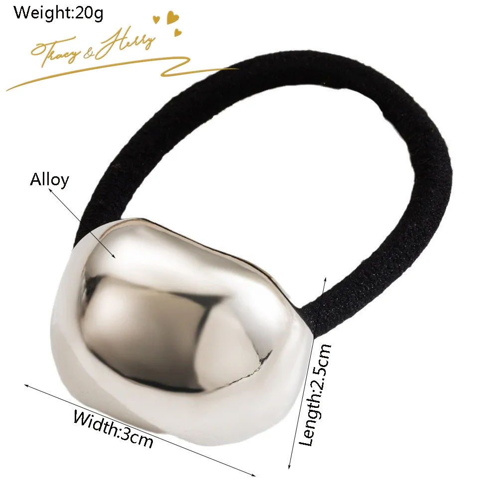 Tracy & Herry Wholesale Geometric Square Women Kids Personalized Glossy Metal Hair Accessories Elastic Hair Ties