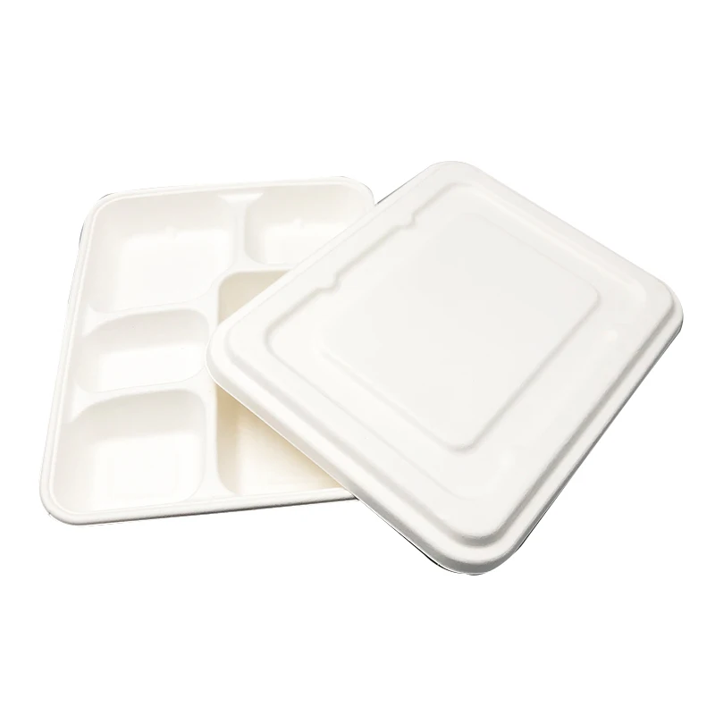 Chinese fast food bagasse box eco friendly promotional biodegradable disposable bagasse lunch box packaging