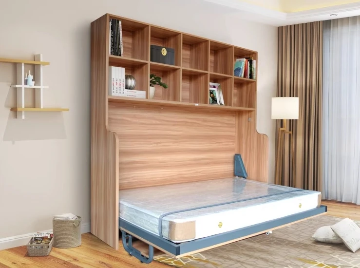 Side-turning wall bed small apartment hidden wardrobe integrated wall hanging multi-functional balcony desk style invisible bed