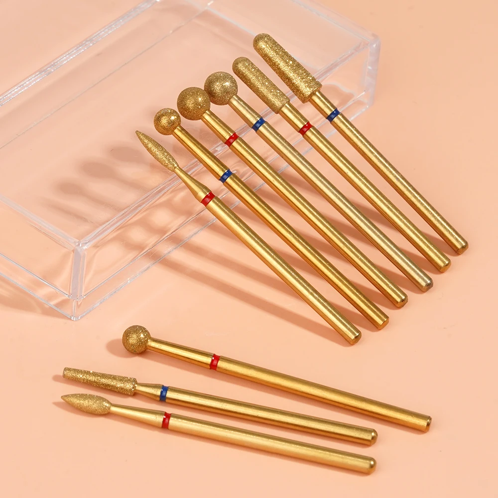 9 Models Gold Coating High Quality Diamond Nail Drill Bits Professional Cuticle Clean Bit