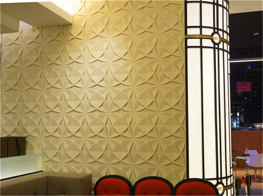 Silver 3D LED Light Cover  Color Interior Decorative 3D Wallpaper Wall Coating PVC Panel