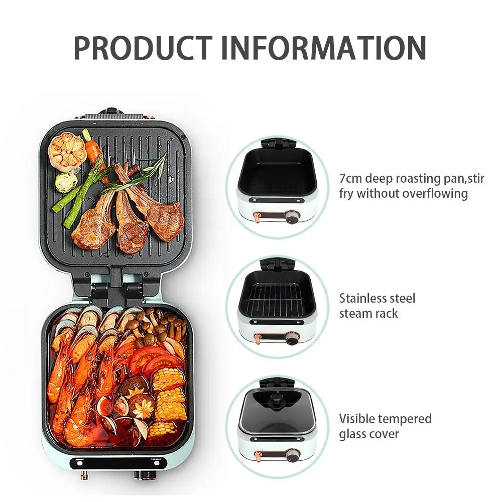 Household Electric BBQ Grill Baking Pan Multifunctional Pancake Deepen Double-sided Heating Frying Pancake Pan Kitchen Appliance