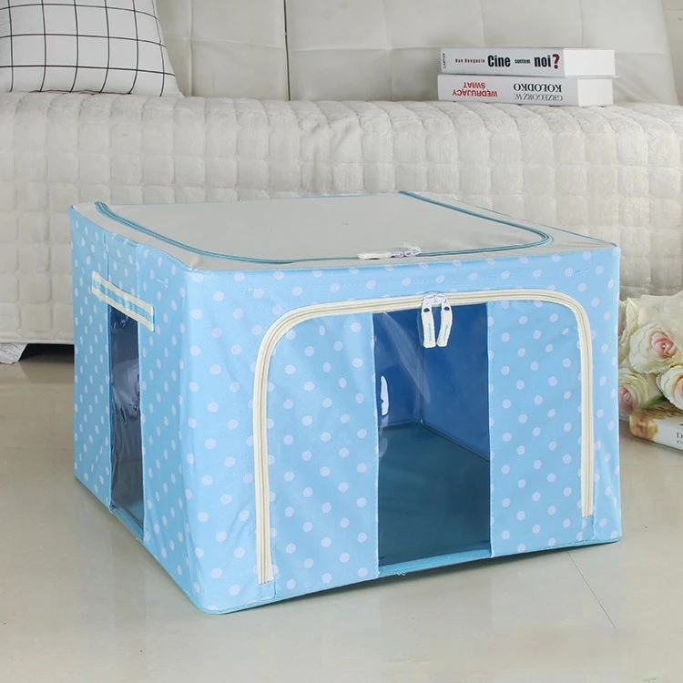 44L 55L 66Lfinishing bag flip transparent storage box Oxford cloth steel frame folding storage box