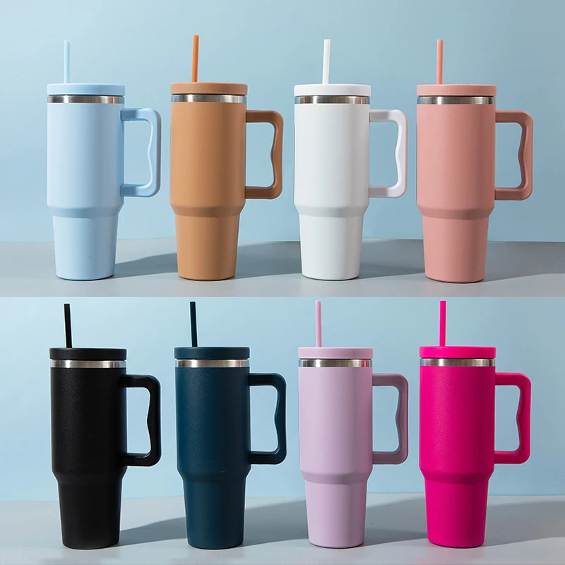 new design  hot sale double wall stainless steel vacuum insulated 40 OZ tumbler  outdoor travel mug with handle