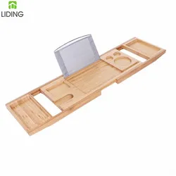 Wholesale Bamboo Wood Bathtub Caddy Tray Bath Tub Table Bathroom Caddy