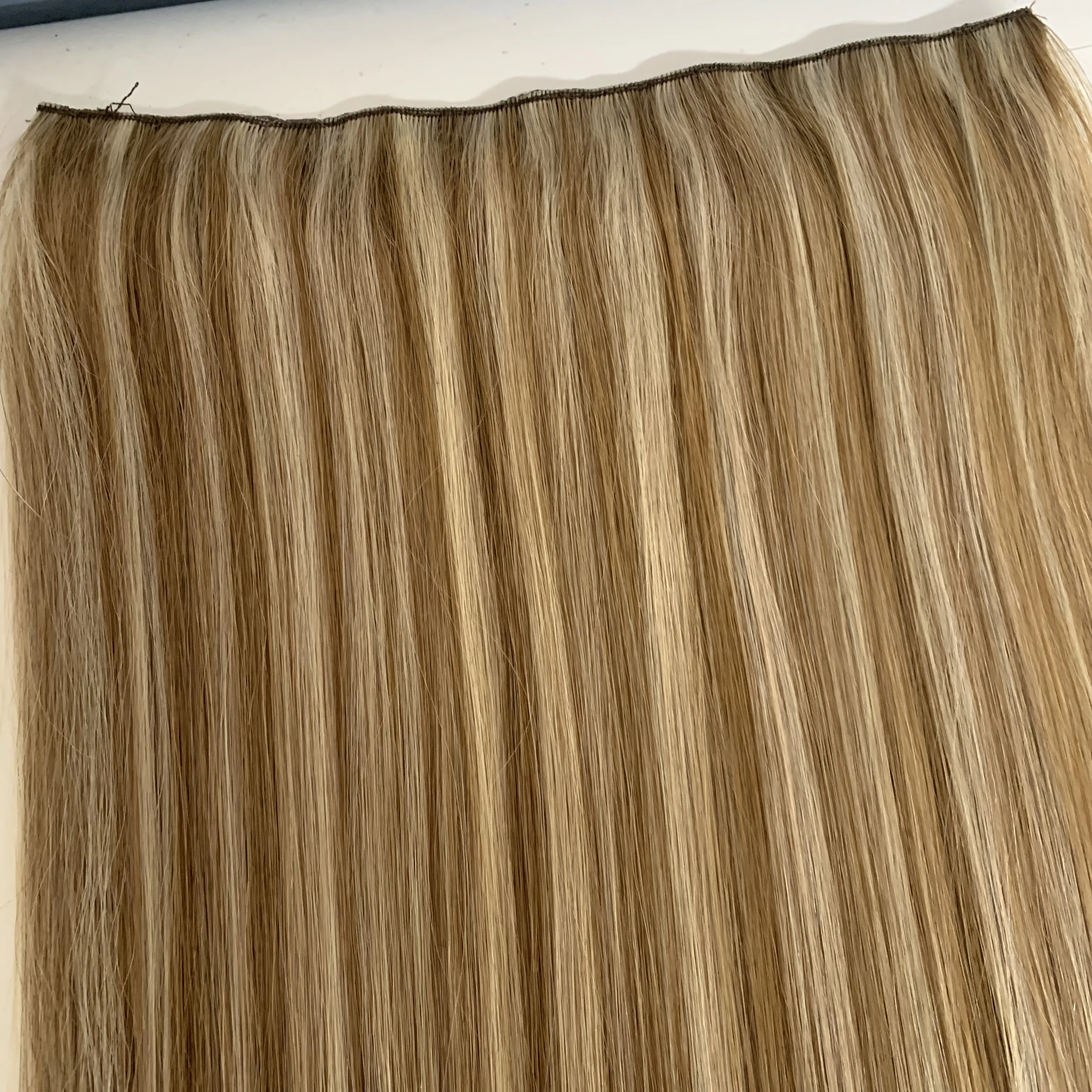 QICAI Best Selling 100% Human Hair Invisible Wire One Piece Clip In Human Hair Extensions With Fish Line