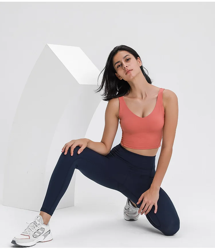 Custom Sports Bra for Women Longline Padded Bra Yoga Crop Tank Tops Fitness Workout Running Top