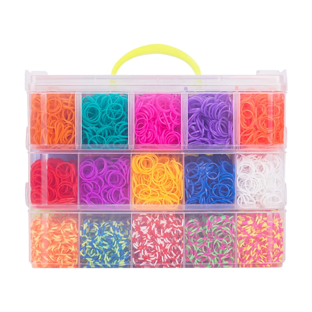 Creativity Gift 3 Floors Colorful Loom Band Kit Loom Rubber Bands for DIY Bracelet Craft Making Kit KIDS