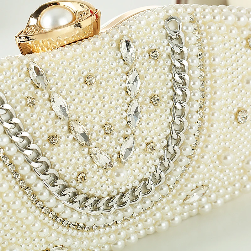 New clutch Bag one shoulder cross-body chain bag set with diamond pearl evening  all kinds of wedding party dress bag