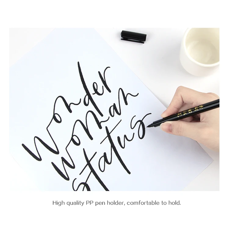 Hot Selling Black Calligraphy Art Pens Drawing Lettering Custom Logo Fineliner Calligraphy Brush Pen