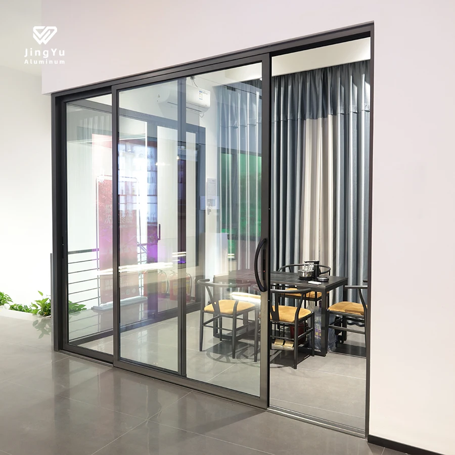 Residential House Commercial Heavy Duty Thermal Aluminum Alloy Frame Sliding Glass Doors For Interior