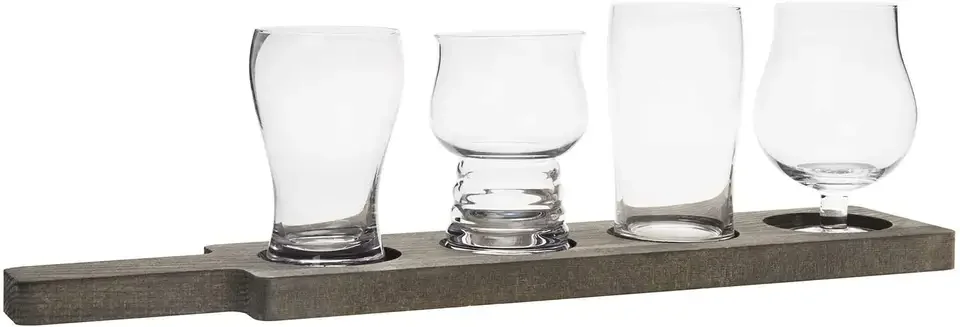 Wholesale Rustic Wood Tasting Sampler Paddle Design Beer Flight Board