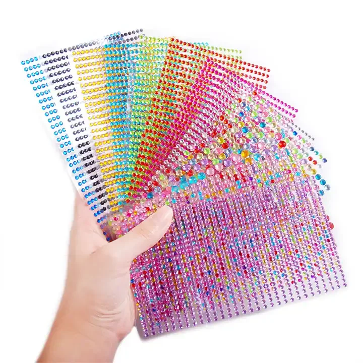 Hisenlee 4MM Resin Rhinestone Self Adhesive Stickers For DIY Mobile Phone Decoration Car Decor Decal Styling Accessories 437pcs