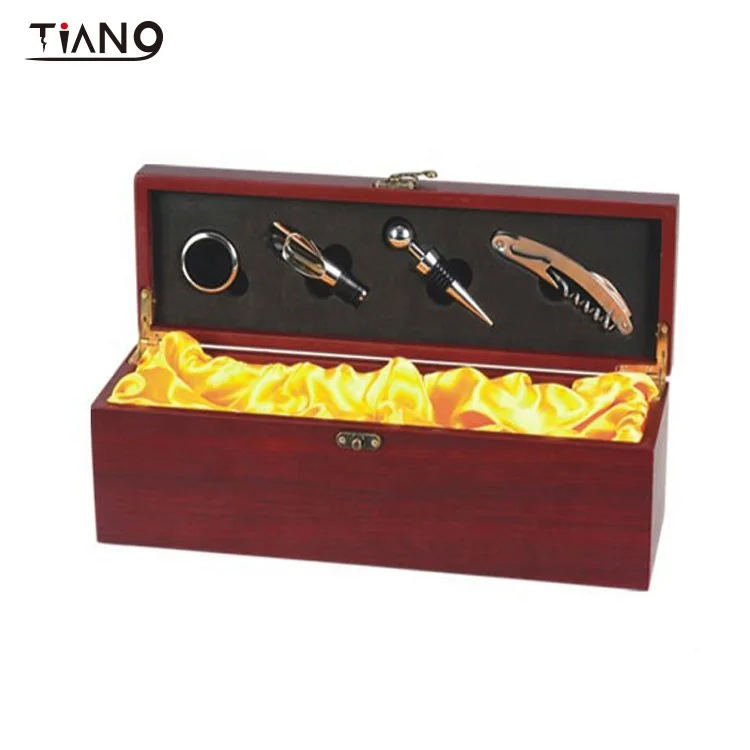 Wood wine box wine tool set with wooden box  for 1bottle