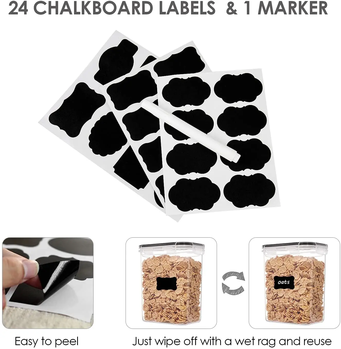 Easy Open Container Set 24 PC Kitchen & Pantry Organization BPA Free Plastic Canisters with Durable Lids Ideal for Cereal