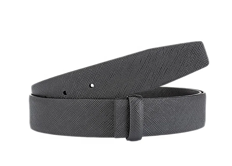 Double Sided Saffiano Grain Real Leather Belts for Man Replacement Belt Strap for Prong Buckle