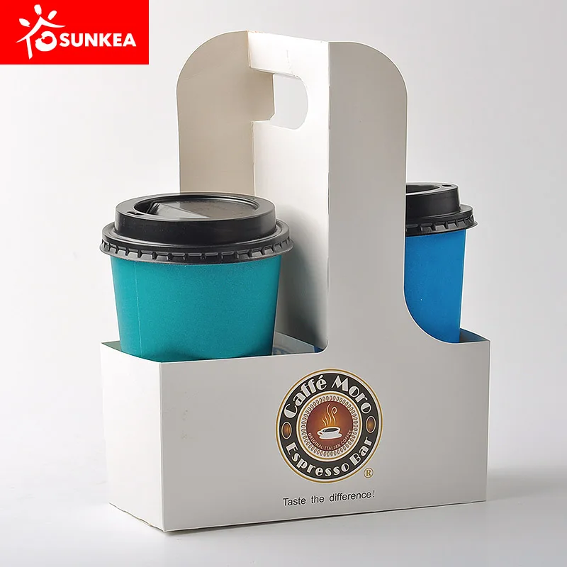 With handle reusable cardboard coffee paper cup holder