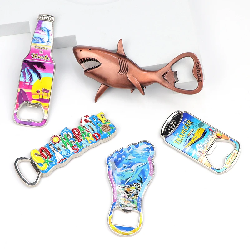 Wholesale Custom Your Design Beach Sea Fish Tourist Souvenir Metal Bottle Opener Magnet