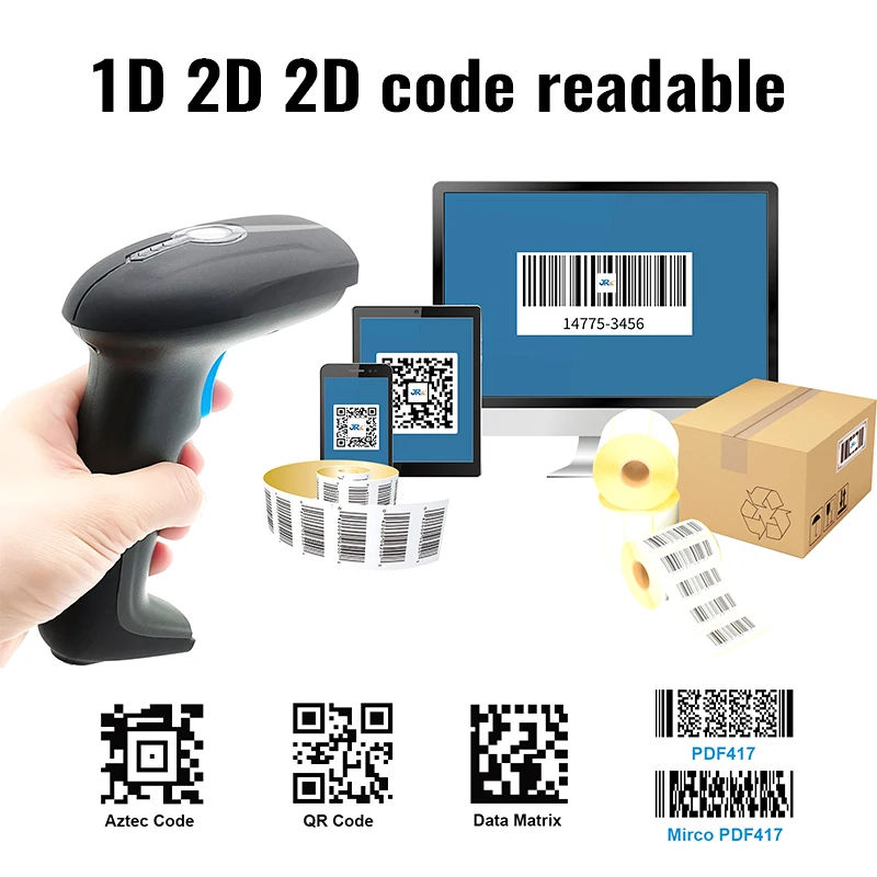 JR HC-815W hot handheld wireless 1D and 2D scanners, 2.4G wireless connection, easy to use in warehouses
