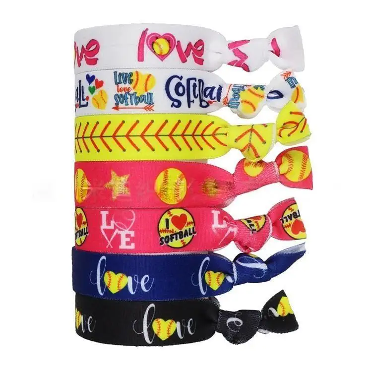 Hair Tie Elastic Ribbon Ponytail Holder Hair Band  for Women Girl Sport Softball Player and Teams Outdoor Sports Bracelet