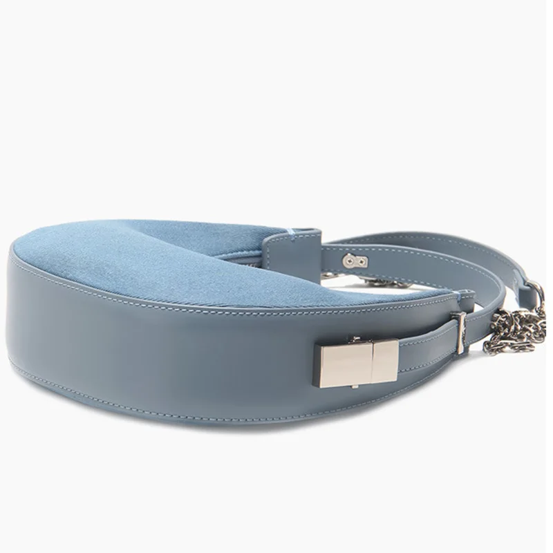 Manufacturer Guangzhou Leather Bag Australia Designer 2021 Half Moon Shoulder Chain Bag Pu Leather Large Hobo Bag