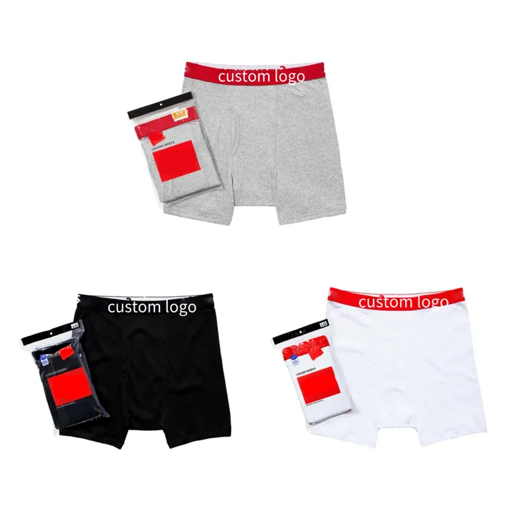 Hot Selling Cotton Spandex Underwear Wholesale Quality Custom Logo Underwear Mens Boxers With Open Fly For Men