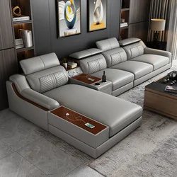 KEHUI Living Room Furniture Sofa Set Recliner Smart Leather Luxury italian White Leisure Living Room Furniture Sofa