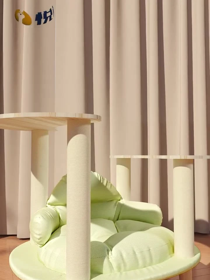 Sustainable Wooden Cat Scratcher Tower Sisal Post Home Paper Wool Hammock Climbing Frame Christmas Toy Cat Scratching Board Pets