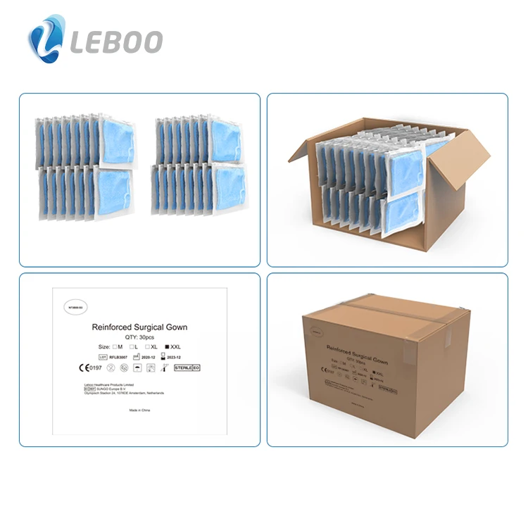 Leboo CE ISO EN13795 High quality Sterile disposable reinforced surgical gown XL for hospital