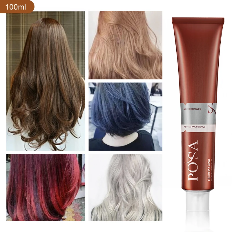 POSA 100% Cover Grey Hair  Professional Permanent Fashion  Hair Color for Salon Use